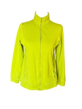 Peter Millar Full Zip Jacket Womens Medium Lime Green Cotton Golf Activewear